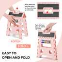 ACKO Folding Step Stool 13 inch Height Premium Heavy Duty Foldable Step Stools for Adults and Kids, Kitchen Plastic Small Collapsible Stepping Stool Hold Up to 300 LB Dot Pink (1 Pack)