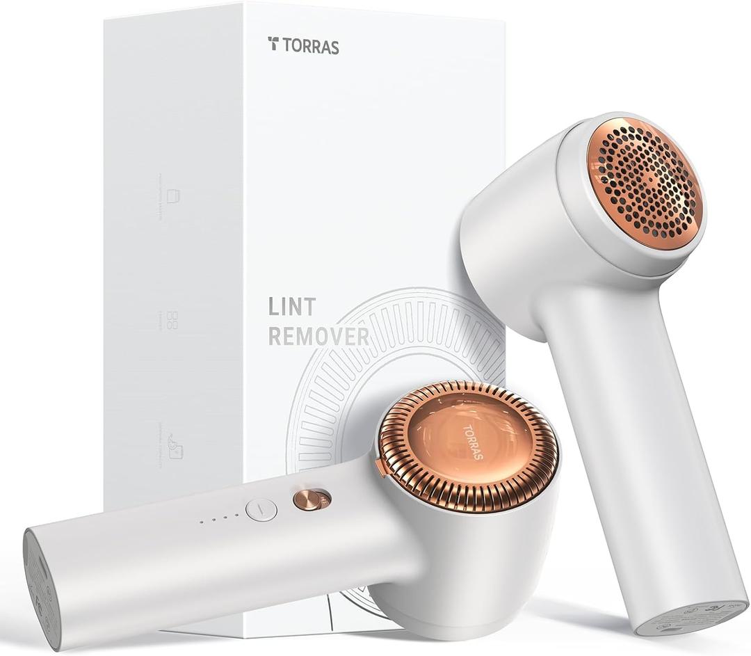 TORRAS Fabric Shaver Lint Remover, Rechargeable & Use While Charging, Electric 3-Speed Sweater Shaver Remove Fuzz, Pilling for Cashmere, Wool, Coat, Furniture, Clothes depiller, Pearl White