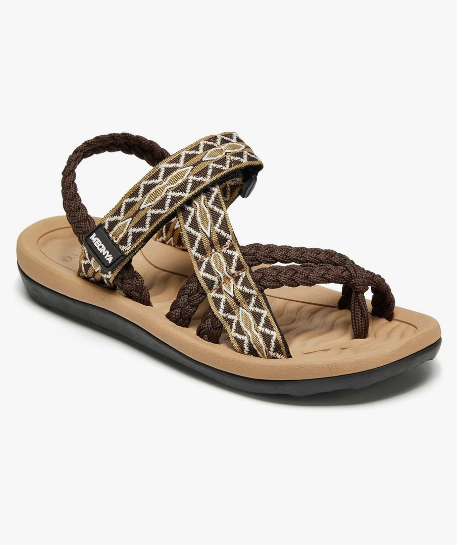 MEGNYA Comfortable Womens Hiking Sandals, Flip Flop Walking Sandals with Arch Support, Athletic Sandals with Hook and Loop Straps for Beach Vacation Adventure 41