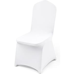 VEVOR Chair Covers, Polyester Spandex Chair Cover, Stretch Slipcovers for Wedding Party Dining Banquet Flat-Front Chair Covers (White-a, 53PCS)