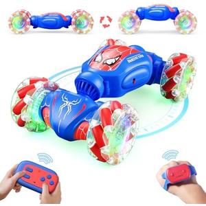 Spider Remote Control Car for Boys, 2.4GHz 4WD Gesture Sensing Rc Stunt Car with Lights Music - Birthday Gifts for Girls,360°Rotate Transform Drift Rc Cars for Boys Age 6-12