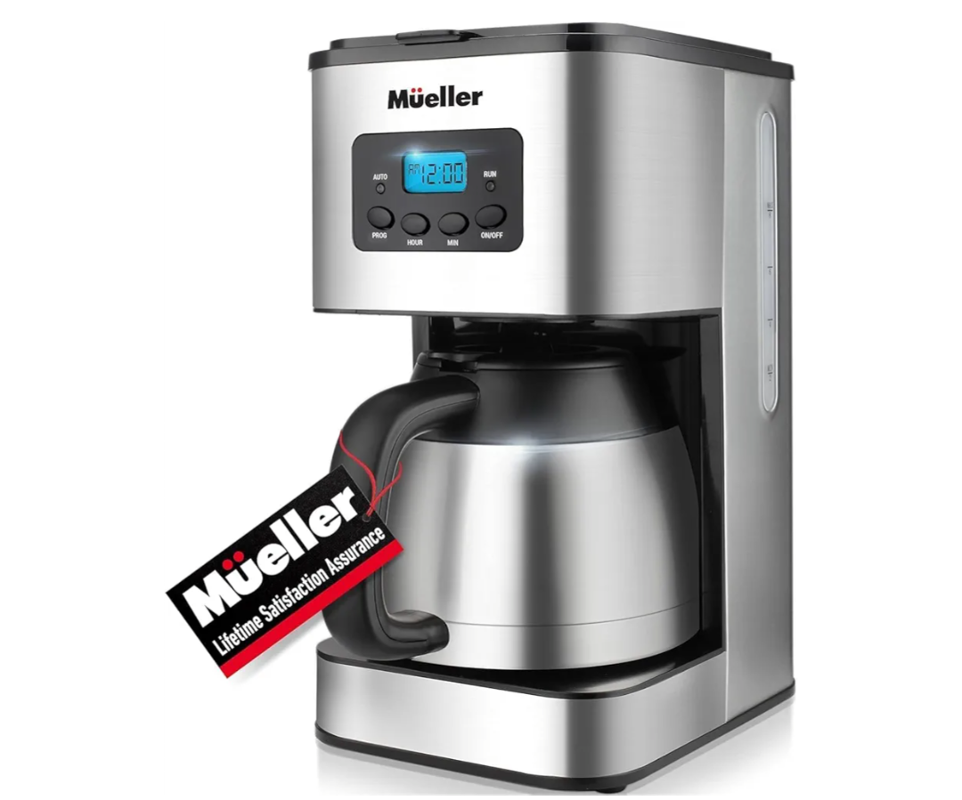 Mueller Ultra Brew Thermal Coffee Maker, 8 cup (34oz) Carafe, Keep Warm, Auto Shut-Off, LCD Display Coffee Machine, Programmable, Delay Brew Function, Stainless Steel