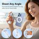 [3 in 1] Magnetic Phone Camera Shutter Grip, Extendable Selfie Stick & Tripod Portable for Magsafe iPhone & Android with Detachable Wireless Shutter Button Remote Control Ergonomic Handle - White