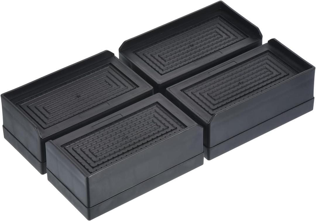 uxcell Furniture Risers 1.5 Inch, 4Pcs Rectangle Bed Risers Adjustable Couch Riser for Extender for Bed Desk Sofa Table Lift Support Up to 1300Lbs, Black