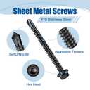 ANCHOREASE #8×1″ Sheet Metal Screws 100Pcs, 410 Stainless Steel Black Self Drilling Screws, Hex Washer Head Fast Self Tapping Screws
