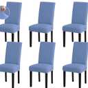 Chair Covers, Stretch Kitchen Chair Covers/Dining Room Chair Covers Set of 6, Removable Washable Dining Chair Slipcovers for Home, Hotel, Banquet (Hazel Blue)