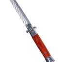 Switchblade Comb Pocket Knife Hair Brush Automatic Push Button Folding Barber (Wood Grain)