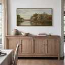 InSimSea Extra Large Framed Vintage Wall Art, River Swans Prints, 24x48inch