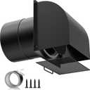 [Upgraded] Hon&Guan 6 Inch Hooded Wall Vent with Magnetic Seal Flap and Removable Mesh, Arc-Shaped 6'' Exhaust Vent Cover Cap for Kitchen Range Hood/Dryer/Bathroom Exhaust(Galvanized Steel, Black)