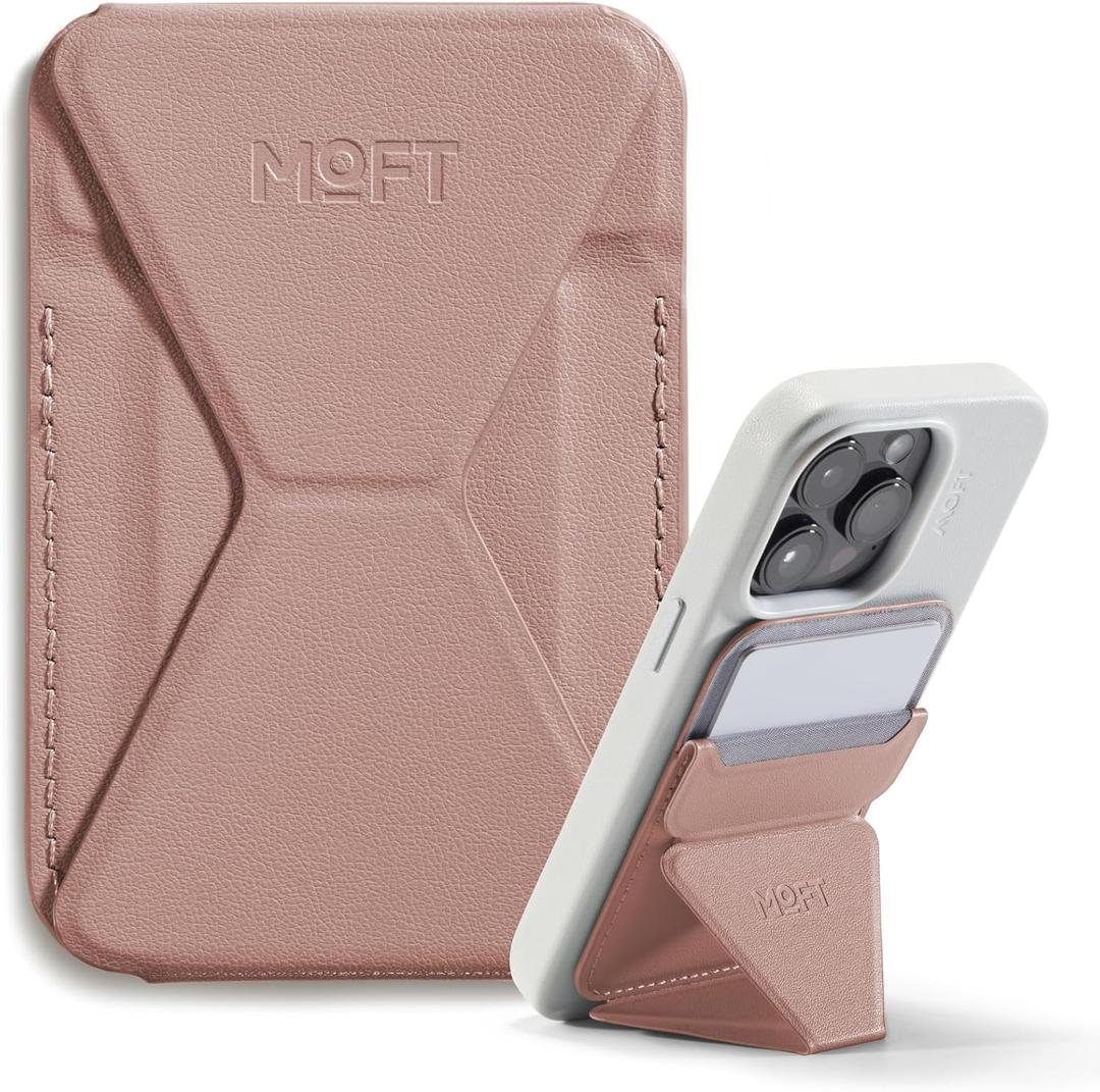 MOFT Magnetic Wallet Stand Compatible with iPhone 17/16/15/14/13/12 Series, Angle Adjustment & Magsafe Compatible MOVAS Phone Stand,Classic Nude