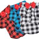 3 Pack Plaid Puppy Cat Shirt - Cute Dog Shirts for Large Dogs and Cats - Birthday Party and Holiday Photo((Red, Blue & White,Large)