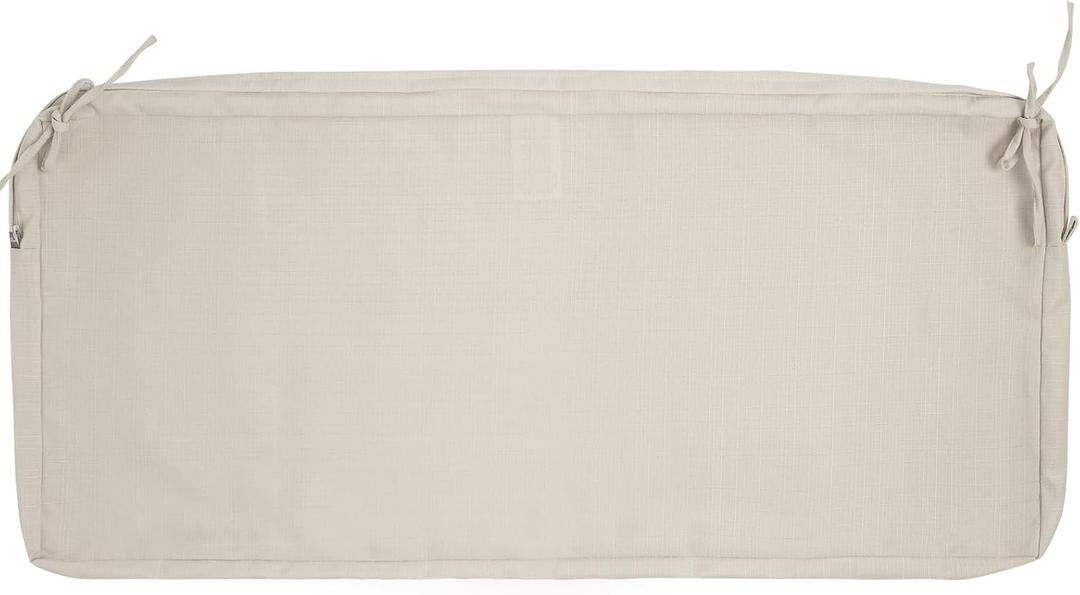 FUNHOME Outdoor Bench Cushion Cover 42 x18 x 3 inch, Water Resistant Cover with Zipper & Ties, Fade-Resistant Slipcover, Patio Porch Swing Cushion Cover Replacement Only, No Insert(Light Beige)