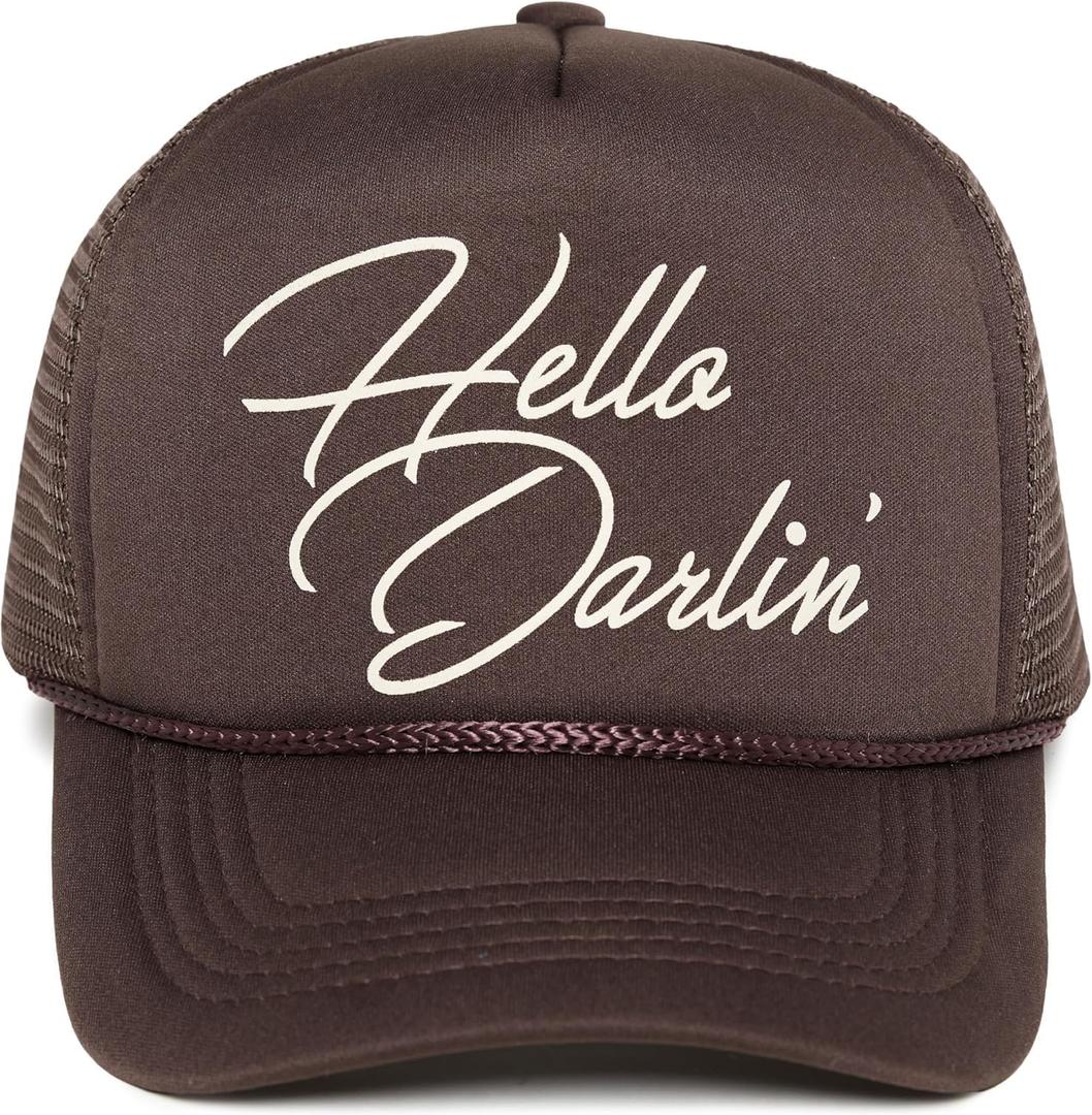 Funky Junque Premium Mesh Snapback Trucker Hat - Stylish Comfort for All - Patriotic, Humor & More (One Size, Hello Darlin' - Brown)