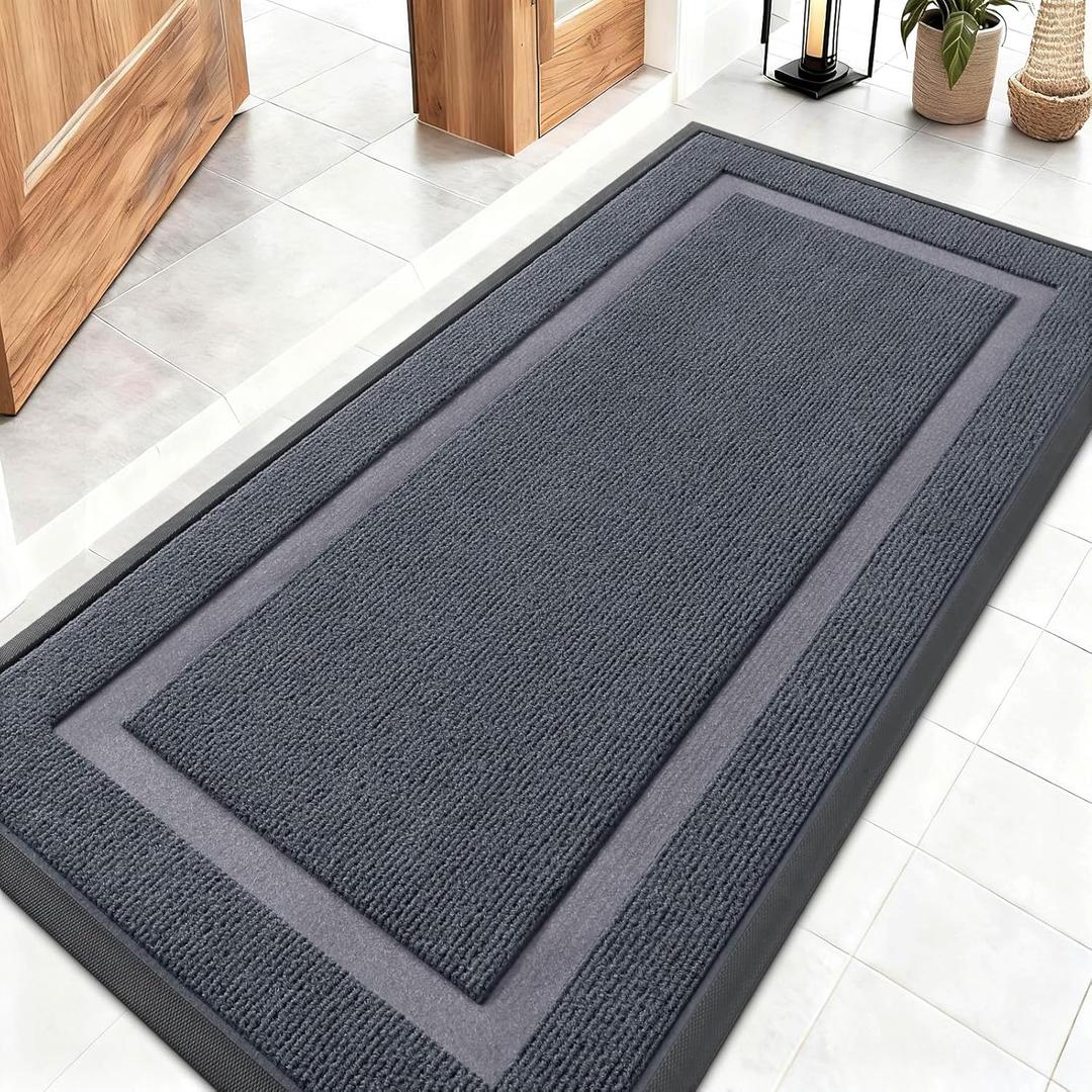 OLANLY Front Door Mat Indoor Outdoor Entrance, Waterproof All-Season, All-Weather Doormat, Sturdy Natural Rubber, Fade Resistant, Low Profile, Easy Clean Patio Porch Entryway Mat, 47x23, Light Grey OLANLY Front Door Mat Indoor Outdoor Entrance, Waterproof All-Season, All-Weather Doormat, Sturdy Natural Rubber, Fade Resistant, Low Profile, Easy Clean Patio Porch Entryway Mat, 47x23, Light Grey