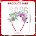 2 x Pvoiue 2026 Happy New Years Eve Party Headband - Christmas Headband - Festive Party Dress-Up Hairband, Star and Tinsel Embellishments - New Year's Eve Celebration Accessory 1Pcs Silver
