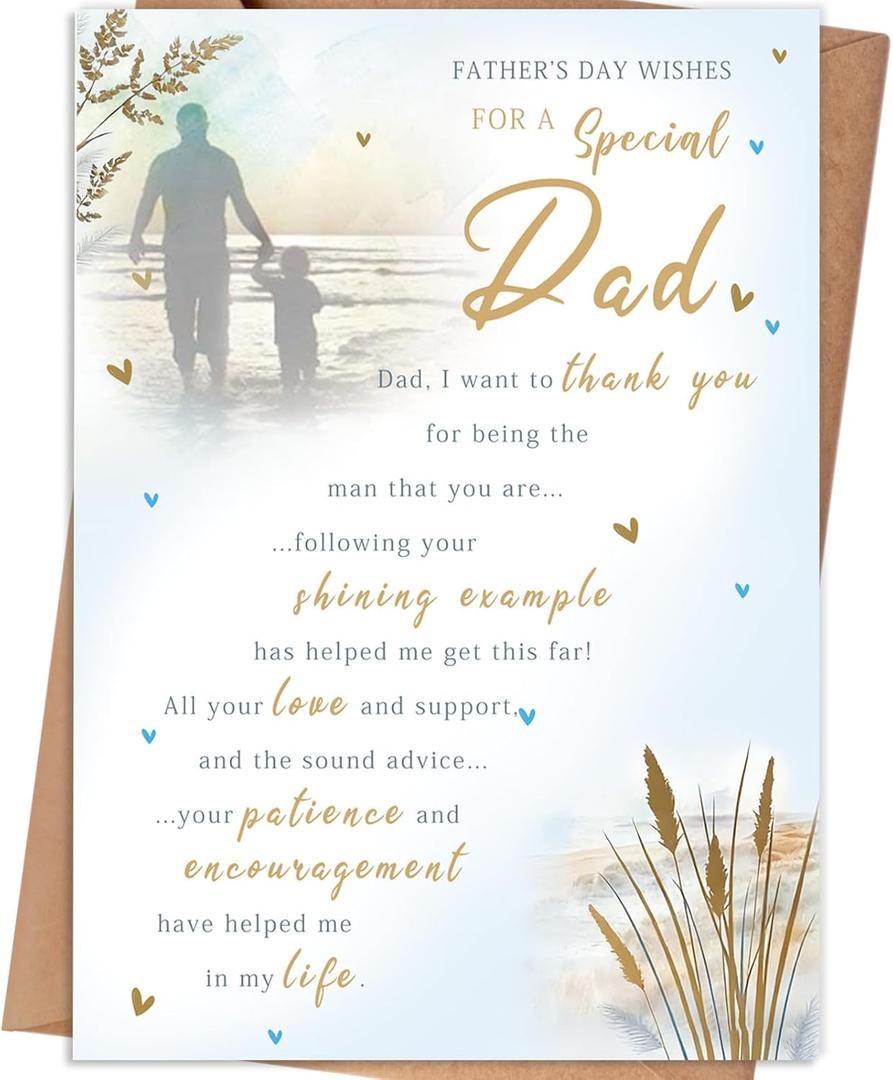 4 x Fathers Day Card Gift for Dad, Father's Day Card for Dad from Daughter, Son, Kids, Fathers Day Card for Papa, Fathers Day Decorations