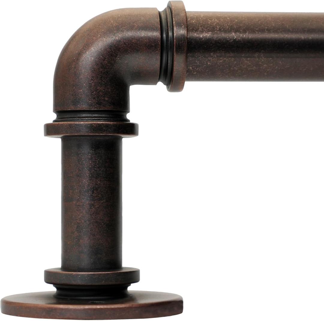 Bronze Curtain Rods 18 to 45 Inch, Industrial Curtain Rods,Adjustable Length,1 in Diameter Pipe,Wall or Ceiling Mounted,for Bedroom and Living Room(Antique Red Bronze 18 to 45)