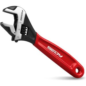 6" Adjustable Wrench Pipe Spanner: Wide Jaw Black Oxide Wrench With Cushion Grip, Laser Marked Metric & SAE Scales, CR-V Steel, for Professionals