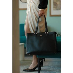 LOVEVOOK Laptop Tote Bag for Women 15.6 Inch Waterproof Leather Computer Bags Business Office Work Briefcase Black