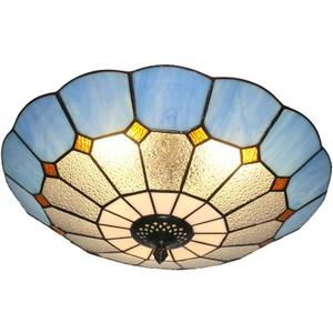 Tiffany Style Ceiling Light 16 Inch 3-Lights Stained Glass Flush Mount Ceiling Light for Bedroom Dining Room Living Room