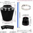 BARTOO 3'' Cold Air Intake Kit Aluminum Automotive Cold Air Intake Pipe Filter Induction Flow Hose Pipe Kit, Black