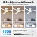 ocioc 42 inch Ceiling Fans with Lights and Remote, Dimmable Ceiling Fans with Reversible Quiet DC Motor, Flush Mount, 3CCT, White Ceiling Fan for Bedroom Living Room Indoor/Outdoor