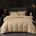 Ivellow Velvet Flannel Duvet Cover King Size Khaki Duvet Cover King Velvet Comforter Cover Set Ultra Soft Breathable Cozy Velour Duvet Cover Solid Luxury Bedding Set Zipper Closure Corner Ties