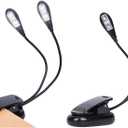 TEECOO 2 Pack Music Stand Light, Clip on Piano Light, USB and AAA Battery Operated, Eye Caring LED Book Lights, 2 Arm x 2 Brightness Levels, Ideal for Piano, Sheet Music, Orchestra, Guitar (Black)