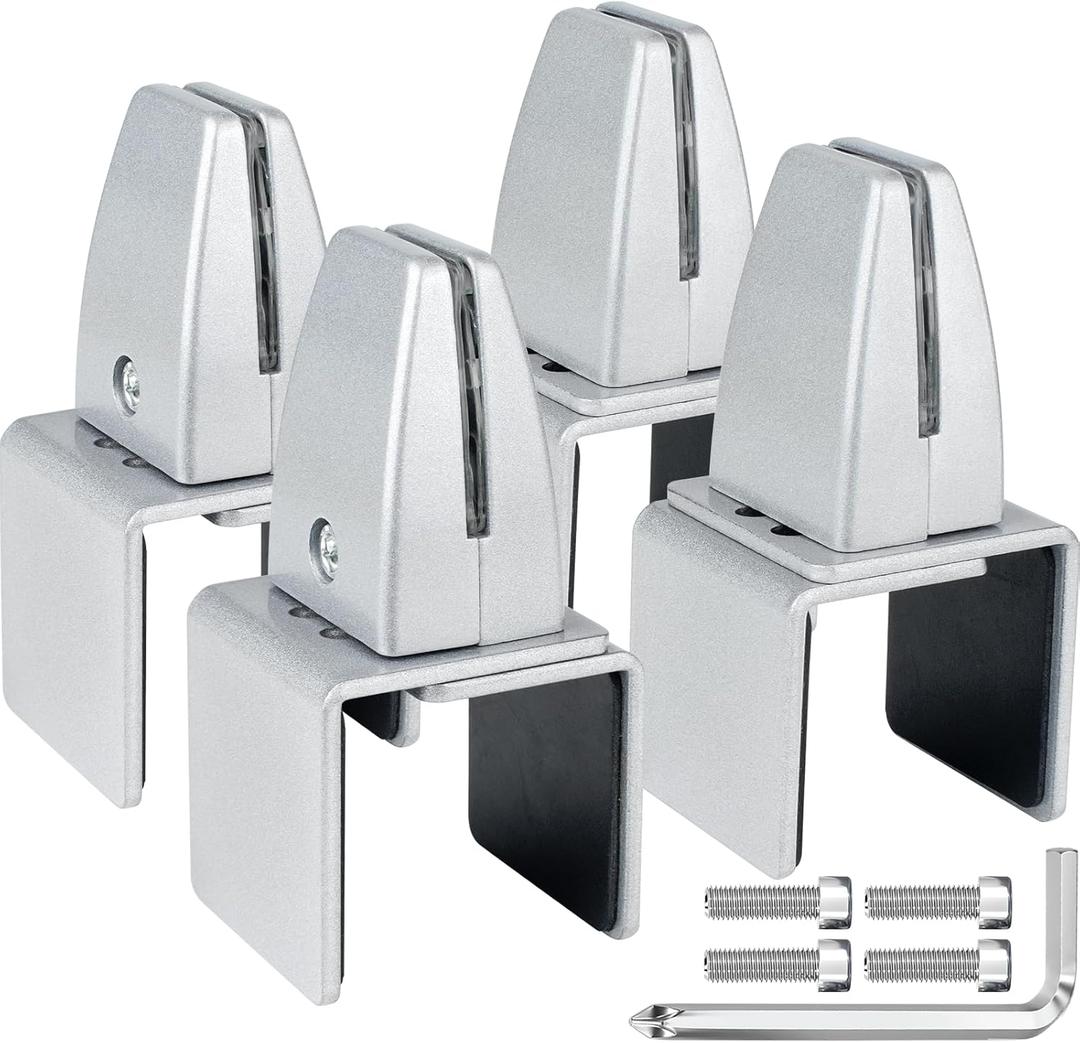 4 Packs Sneeze Guard Support, Aluminum Vertical Partition Board Clamp, Acrylic Desk Divider Support Clamp, Desk Shield Privacy Panel Clamps for Clear Shield for Countertop Reception