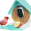 Smart Bird Feeder with Camera, 1080P HD Bird House Camera with Solar Panel, Auto Capture Bird Videos & AI Identify 10,000 Bird Species, App Notification, Free 32G SD Card, Ideal for Gift (Basic, Light Blue)