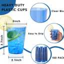DaYammi 100 Pack Clear Blue Plastic Cups 10 Oz - Heavy Duty Blue Disposable Cups,blue Party cups Disposable Tumblers for Wedding,Birthday,Cocktails & Celebrations Reusable Drinking Glasses
