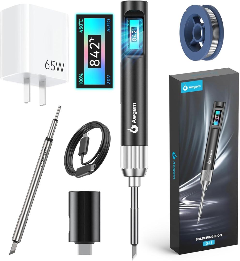 Soldering Iron Kit - 100W High Power Portable Soldering Iron With C245K Tip, Automatic Temperature Adjustment, 2 Seconds Fast Heating (390F-840), Ideal for Precision Repair