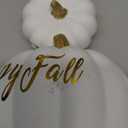 DN DECONATION 3Pcs Fall Pumpkin Decorations for Home, Faux White and Gold Words Pumpkin, Decorative Resin Pumpkins Figurines for Minimalist Modern Farmhouse Autumn Thanksgiving Fall Table Mantel Decor