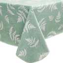Heavy Duty Vinyl Tablecloth with Flannel Backing Waterproof Oil-Proof Plastic Table Cloth Stain-Resistant Wipeable Rectangle or Square Table Cover for Indoor and Outdoor (Mint Leaf, 60X102 Inch)