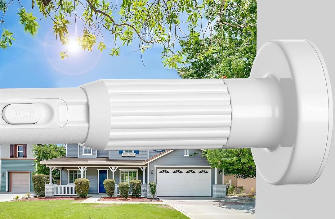 Tension Curtain Rod40-86IN(3.33-7.17Ft) One-Click Fast Extension Rod Easy to Install White Long Outdoor Curtain Rods No Drilling Never Rust for Window or Shower Patio Diameter 1.26 Inches