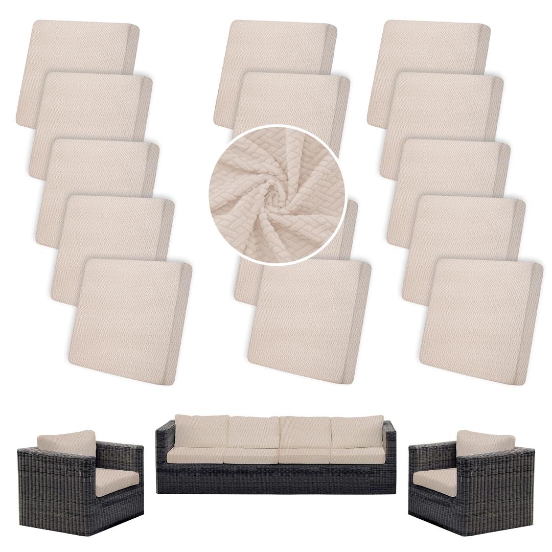 SUKAIKEQA 14PCS Patio Cushion Covers,Patio Furniture Couch Seat Slipcovers，Washable Furniture Protector, Replacement for Sofa Sectional Chair