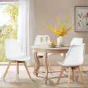 Yapamar PU Leather Upholstered Dining Chairs with Wood Legs, Set of 4 for Kitchen, Dining, Living Room - White