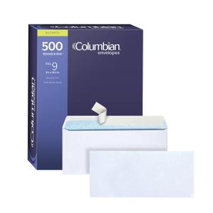 Columbian #9 Security Envelopes, 500 Pack, No Window Self Seal Envelopes for Business Mailings, 3-7/8" x 8-7/8", Durable 24 lb White Paper