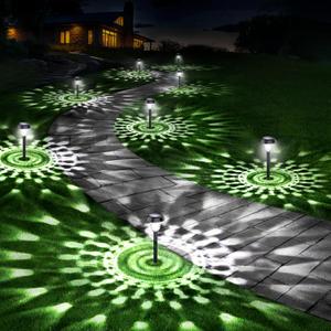 10 Pack Ultra Bright Solar Lights Outdoor Waterproof, from Dusk to Dawn Up to 12H Solar Light for Outside, Auto On/Off Solar Powered Garden Pathway Lights, Landscape Lighting (Cold White)