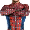COLOWANA Halloween Cosplay Costume Superhero Spandex Jumpsuit Bodysuit Costume Mask 3D Style (Adult-S(Height:59-63Inch), Red)