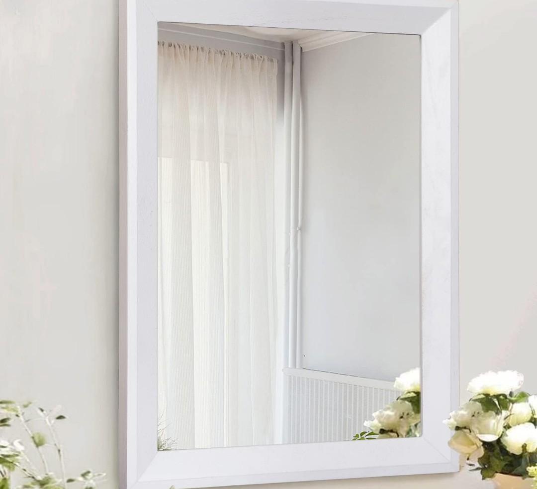 AAZZKANG Rectangular Wall Mirror Decorative Wood Framed Mirrors Large 20"x16" for Farmhouse Bedroom Bathroom Living Room Entryway Hanging Home Decor
