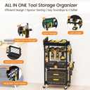 Snughome 4-Tier Tool Organizer Cart with Magnetic Tool Holder Strip, Tool Rack for Garage 300 lbs Heavy Duty Utility Rack for Workshop, Rolling Power Drill Holder & Tool Storage Cart, Gift for Men