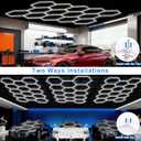 LZHOME Hexagon LED Garage Light: Super Bright 64500LM Honeycomb Garage Light, 14 Hex DIY Hexagon Led Lights for Gym Basement Hair Salon