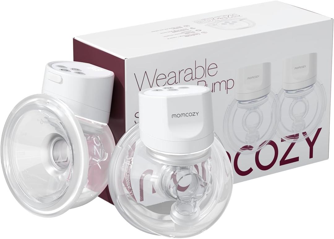 Momcozy Hands-Free Breast Pump S12 Pro, Wearable & Portable Pump with Soft DoubleFit Flange, 3 Modes | 9 Levels Double Electric Pump, Smart Display, 24mm, 2 Count, Cozy Crystal White