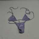 SOLY HUX Women's Metallic Bathing Suit Halter Micro Triangle Top Swimsuit String Thong Two Piece Bikini Sets (Medium, Plain Lilac Purple)