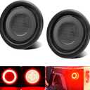 2pcs Smoked Lens 4 inch Round Red 64 LEDs Trailer Trucks Halo Brake Stop Running Turn Signal Tail Lights w/Rubber Grommet Sealed Waterproof IP67 For RV/Van, DC 12V