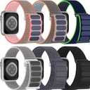 6 Pack Sport Nylon Loop Band Compatible with Apple Watch Band 38mm 40mm 41mm 42mm 44mm 45mm 46mm 49mm for Women Men, Adjustable Breathable Braided Straps for iWatch Series 11/10/9/8/7/6/5/4/3/SE/Ultra