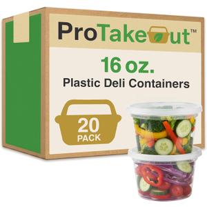 16oz [20 set] Heavy Duty Plastic Deli Container | BPA-Free Food Storage with Airtight LeakProof Lids | Microwave, Freezer & Dishwasher Safe  Stackable, Bulk Reusable Soup & Meal Prep Tub