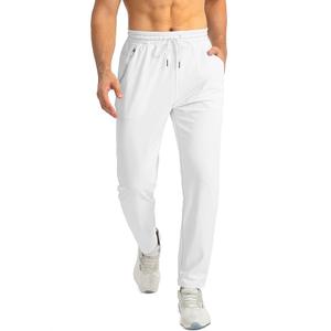 G Gradual Men's Joggers with Zipper Pockets Stretch Tapered Sweatpants Athletic Pants for Men Workout Running Gym (White, Small)
