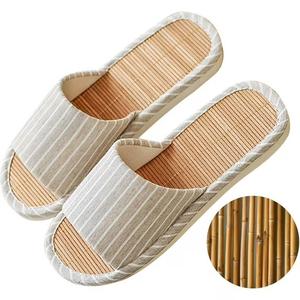 Odor-resistant Japanese Bamboo House Slippers for Sweaty Feet for Summer Cooling Slippers with Non-slip Soft Sole for Tatami and Indoor Easy to Clean 36-37